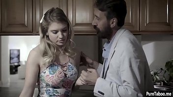 Pretty big tits girl got fucked in a kitchen close her father
